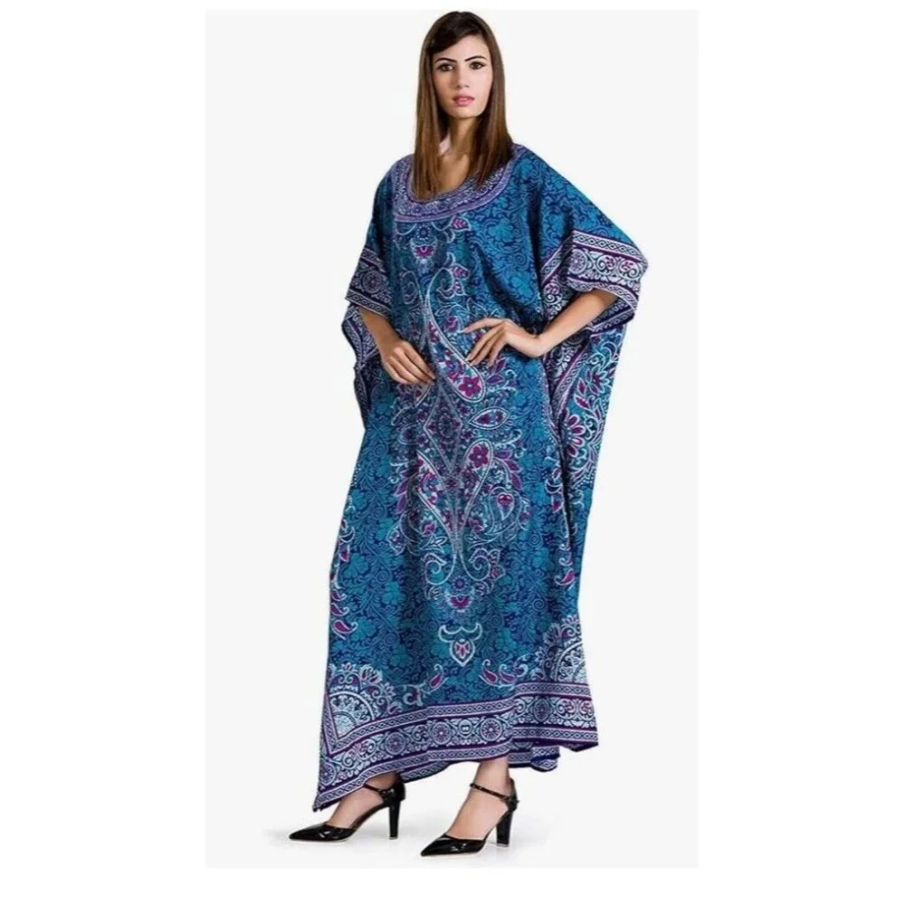 Gypsie Blu Mumu Dress Women‎ One Size Kimono Long Maxi Kaftan Beach Coverup New